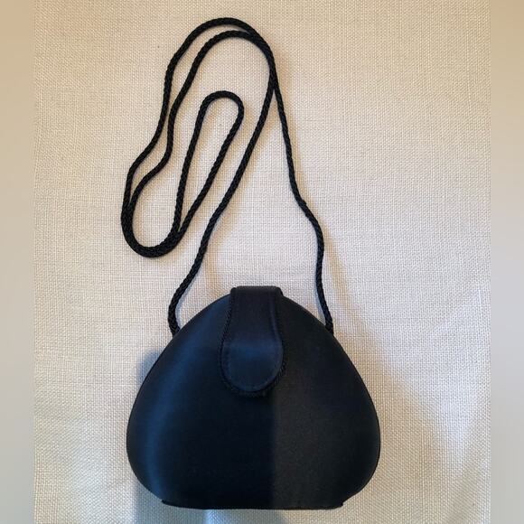 Vintage Black Satin Mini Evening Crossbody Bag - Picture 2 of 9